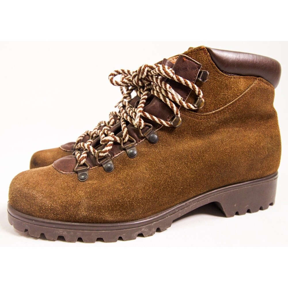 Vintage Raichle Leather Hiking Boots Womens 6.5 Brown Mountain Trail Swiss